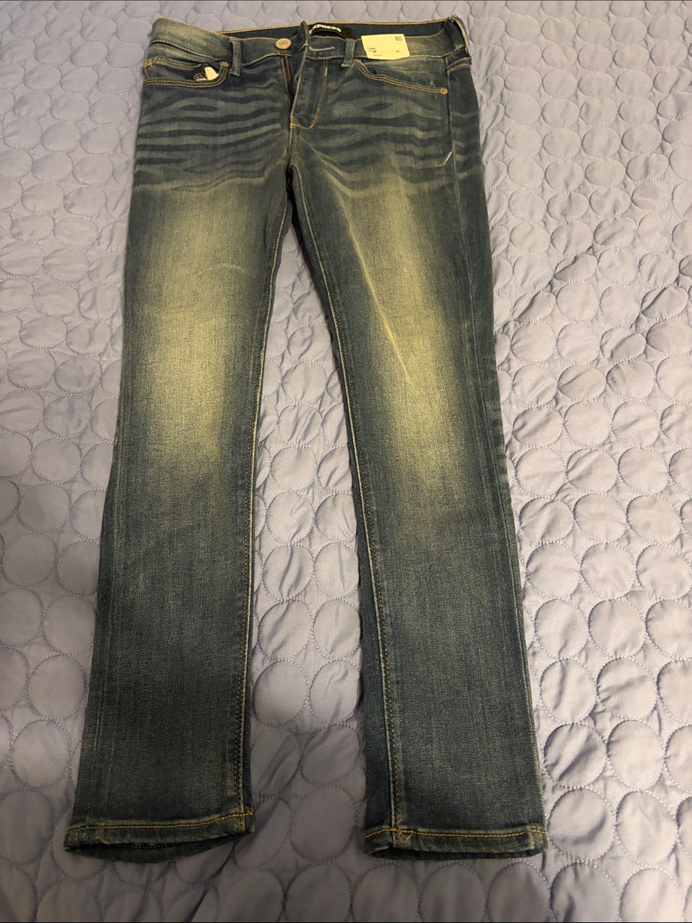Express Women’s Slim Straight Faded Blue Jeans